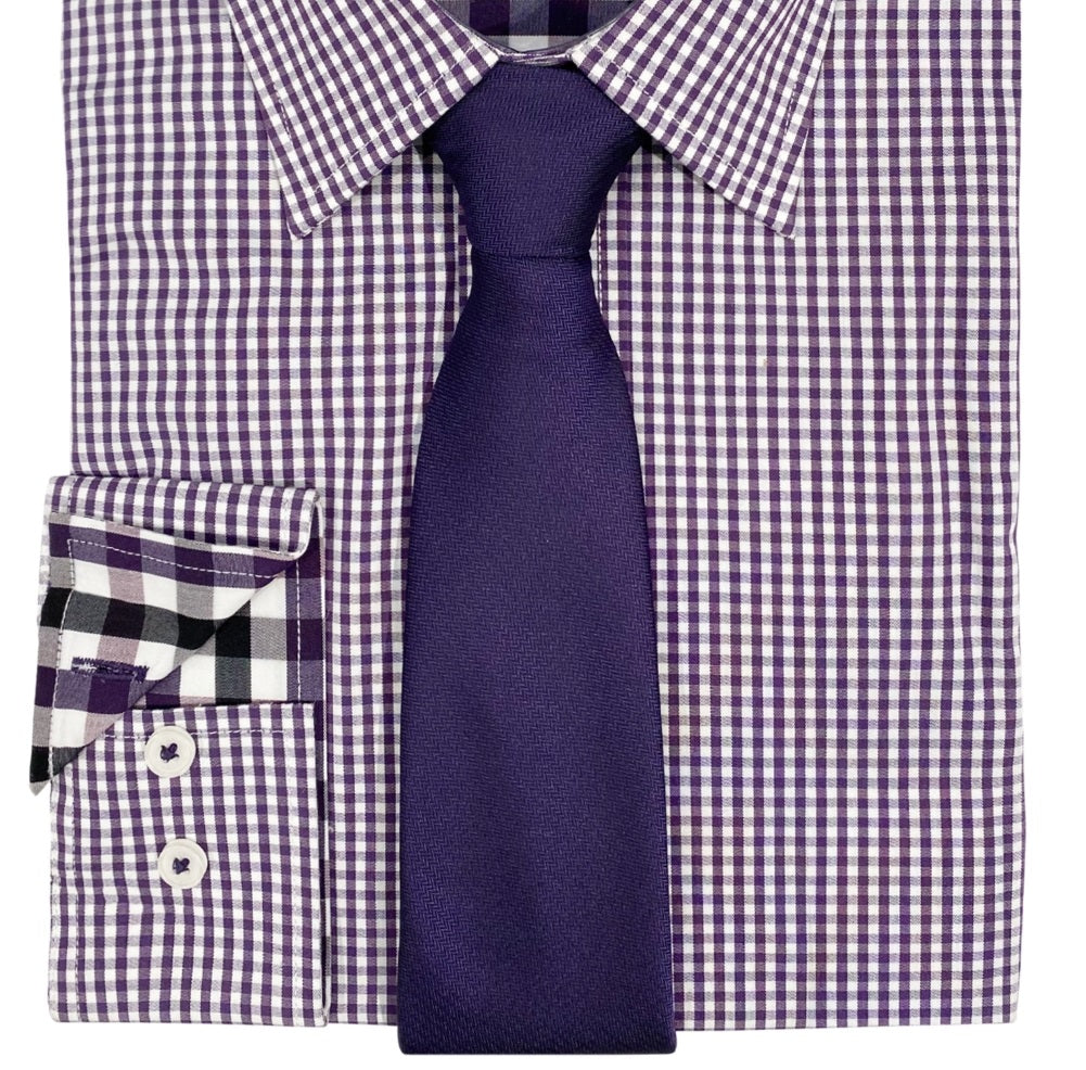 Nick Graham Men's Modern Fit Dress Shirt And Tie Purple Size 15X34X35