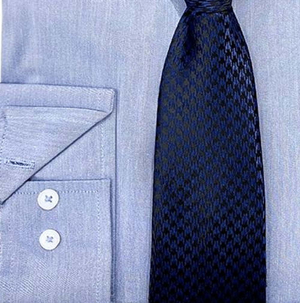 Nick Graham Men's Slim Fit Chambray Dress Shirt & Tie Set Blue Size 34X35