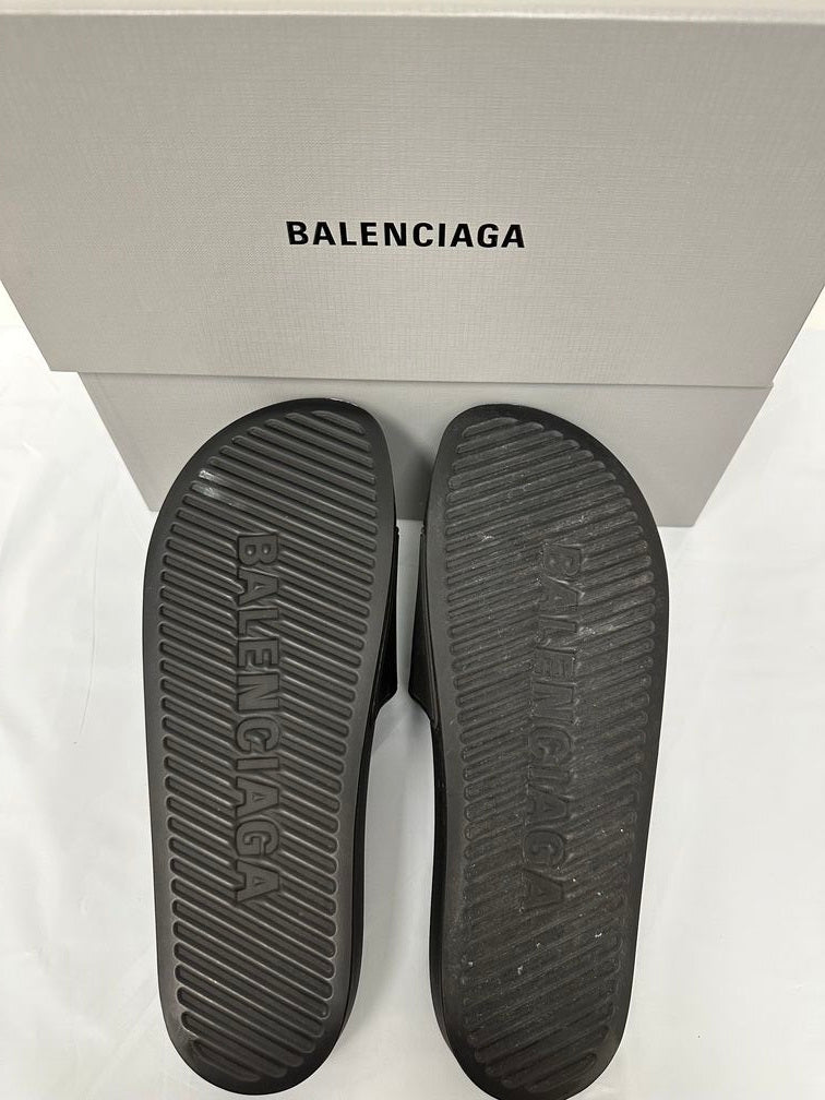 Balenciaga Men's Logo Slide Sandals Black Size 11