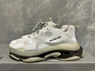 Balenciaga Men's Triple S Clear Sole Low Top Sneakers White Size 13