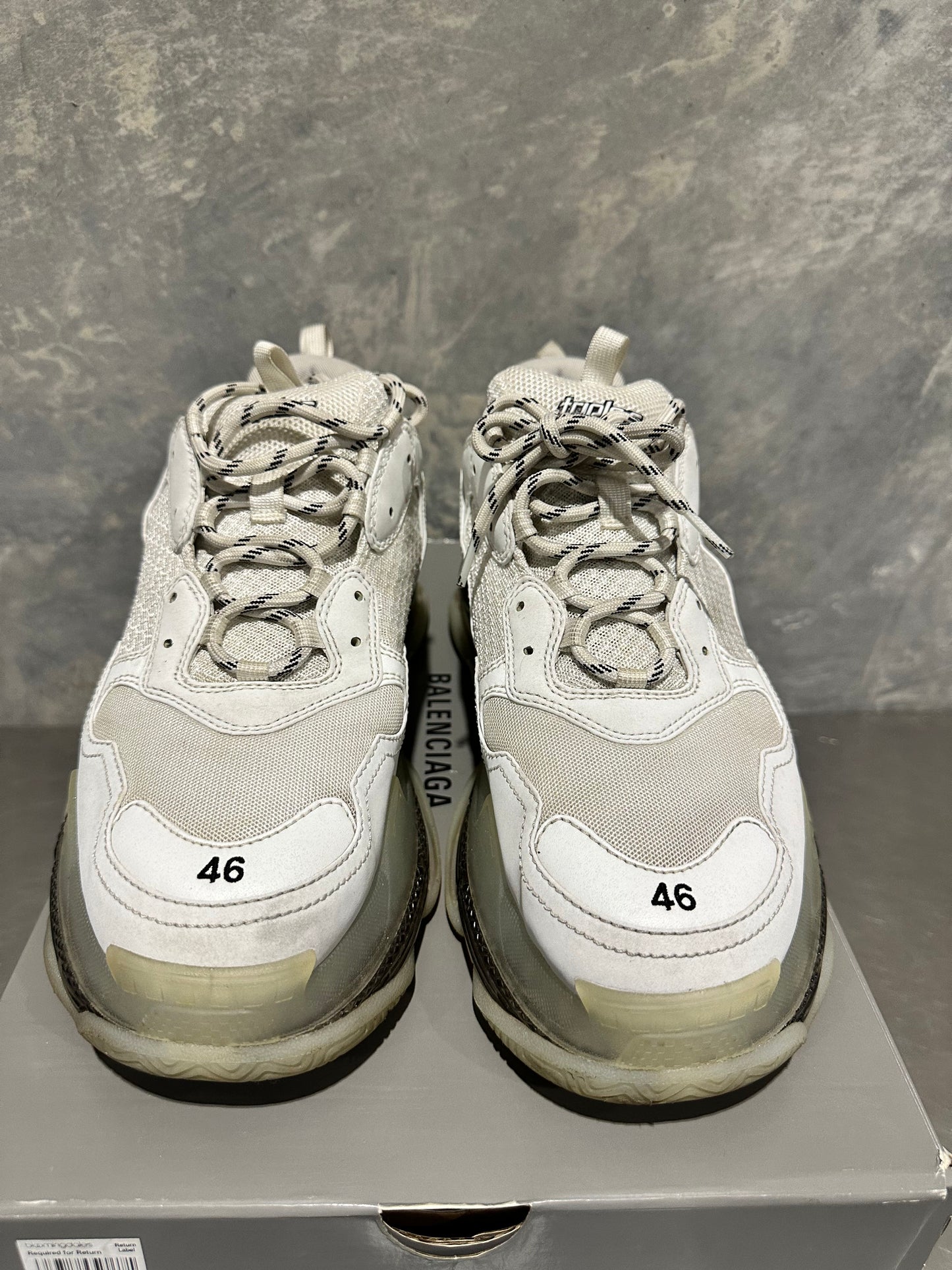 Balenciaga Men's Triple S Clear Sole Low Top Sneakers White Size 13