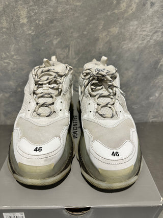 Balenciaga Men's Triple S Clear Sole Low Top Sneakers White Size 13