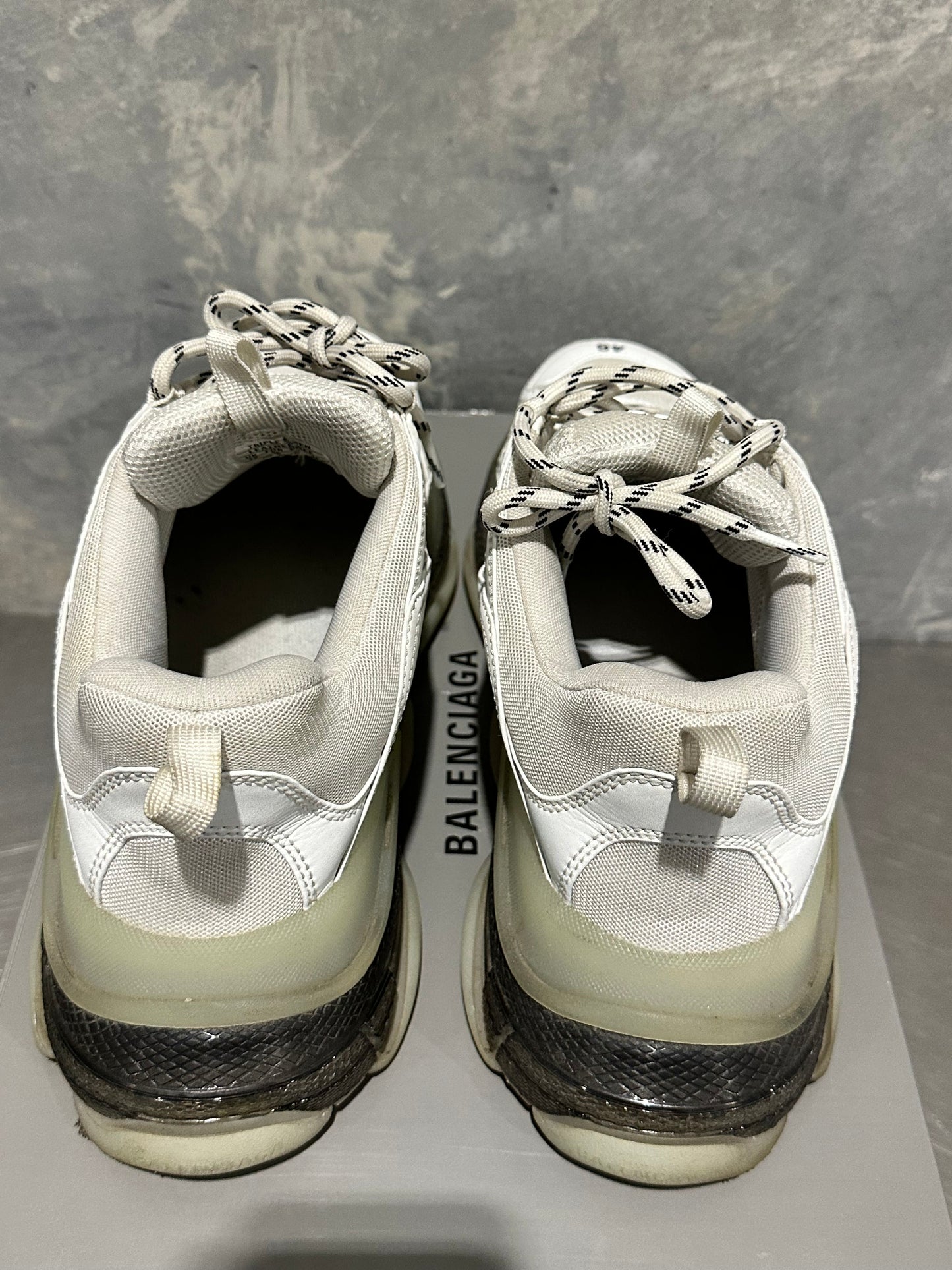 Balenciaga Men's Triple S Clear Sole Low Top Sneakers White Size 13