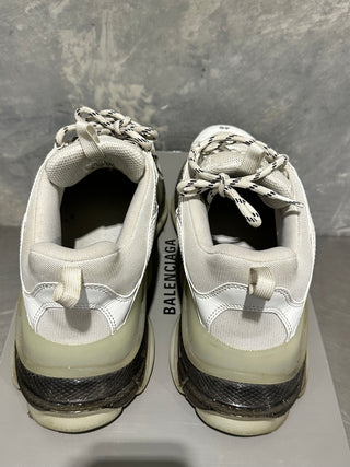 Balenciaga Men's Triple S Clear Sole Low Top Sneakers White Size 13