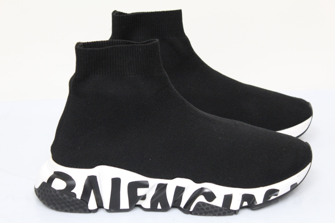 Balenciaga Women's Mid Speed Sock Sneaker Black Size 8