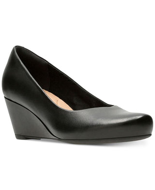 Clarks Women's Flores Tulip Wedge Pumps Black Size 6.5 W