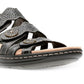 Clarks Women's Leisa Grace Tri Strap Button Accent Leather Sandal Black Size 9 M