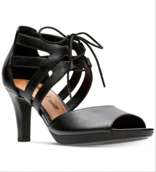 Clarks Women's Adriel Elaina Peep Toe Pumps Shoes Black Size 9M