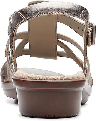 Clarks Women's Pewter Metallic Loomis Katey Leather Sandal Gray Size 8.5 M