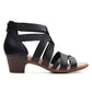 Clarks Women's Crisscross Straps Strappy Valarie Dream Round Toe Block Heel Zip up Leather Dress Sandals Black 6.5 M