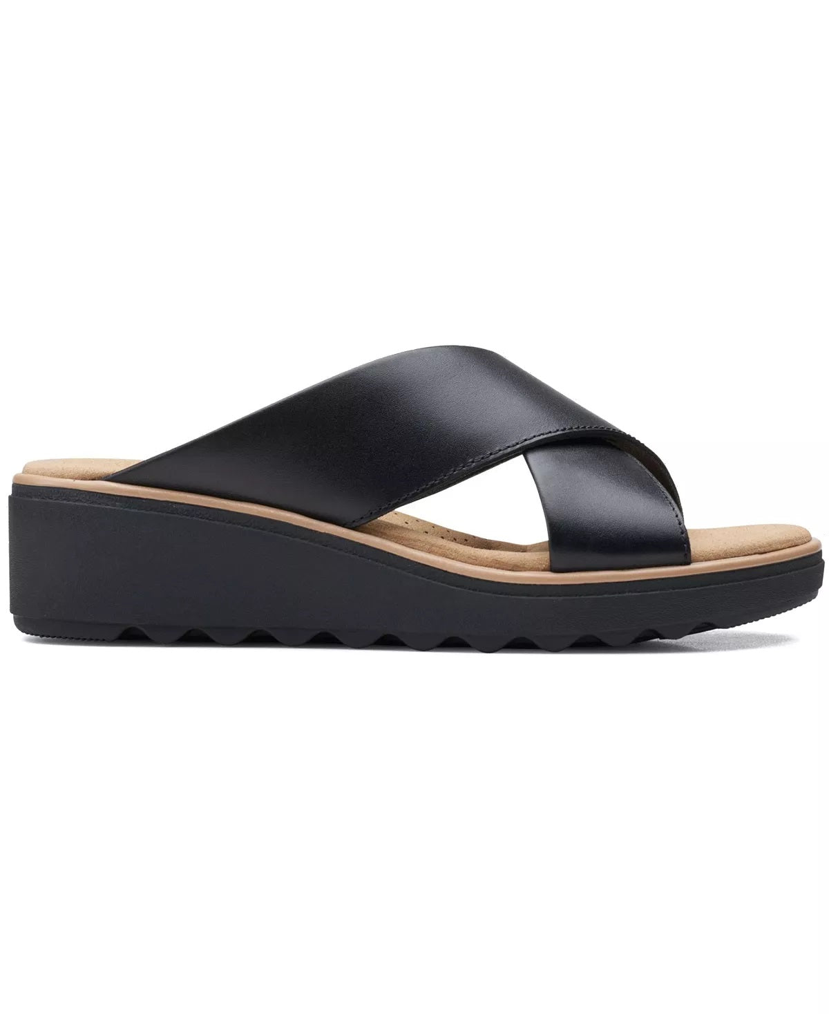 Clarks Women's Jillian Gem Crisscross Slip On Wedge Sandals Black Size 9.5M