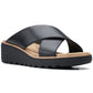 Clarks Women's Jillian Gem Crisscross Slip On Wedge Sandals Black Size 9.5M
