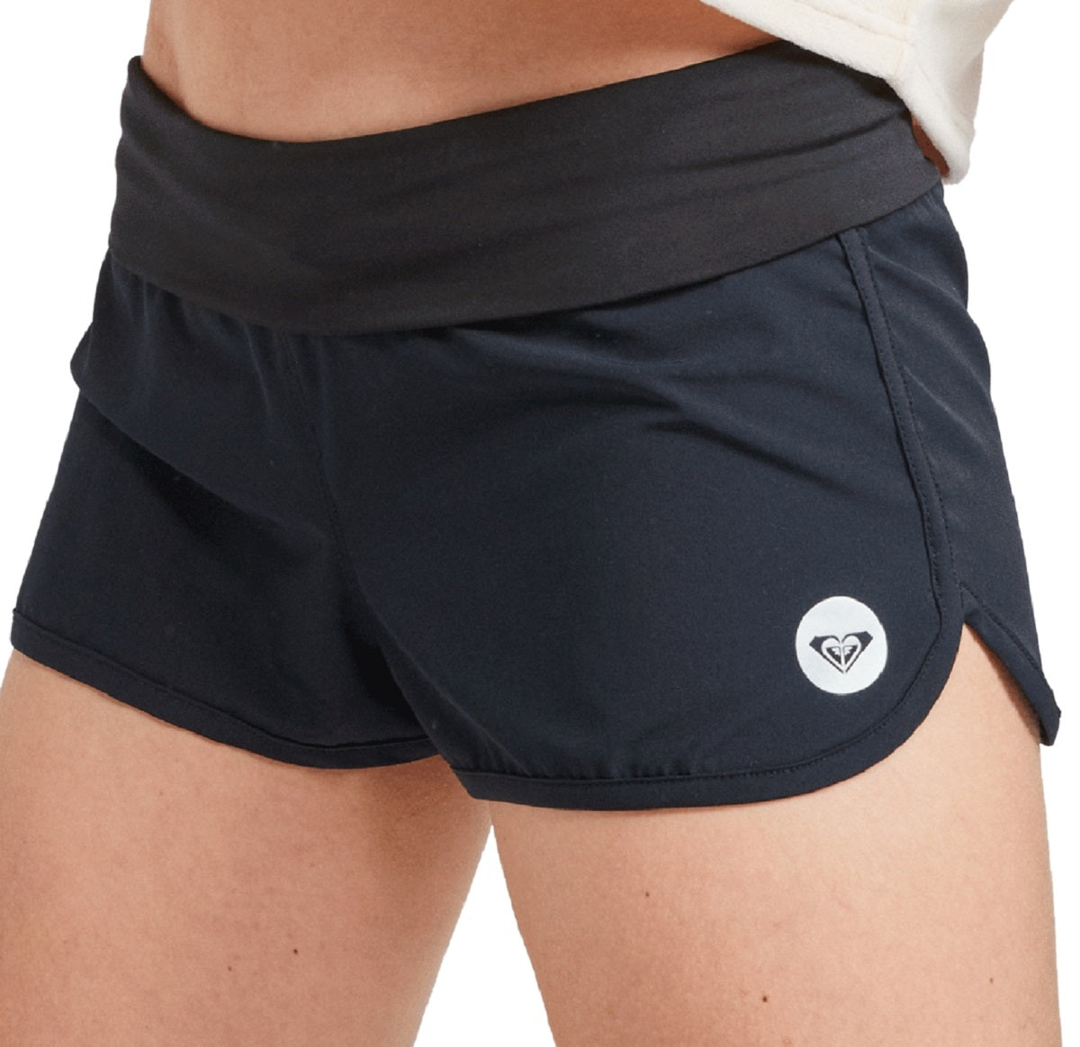 Roxy Women's Foldover Board Short Swimsuit Black Size Small