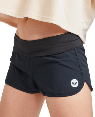 Roxy Women's Foldover Board Short Swimsuit Black Size Small