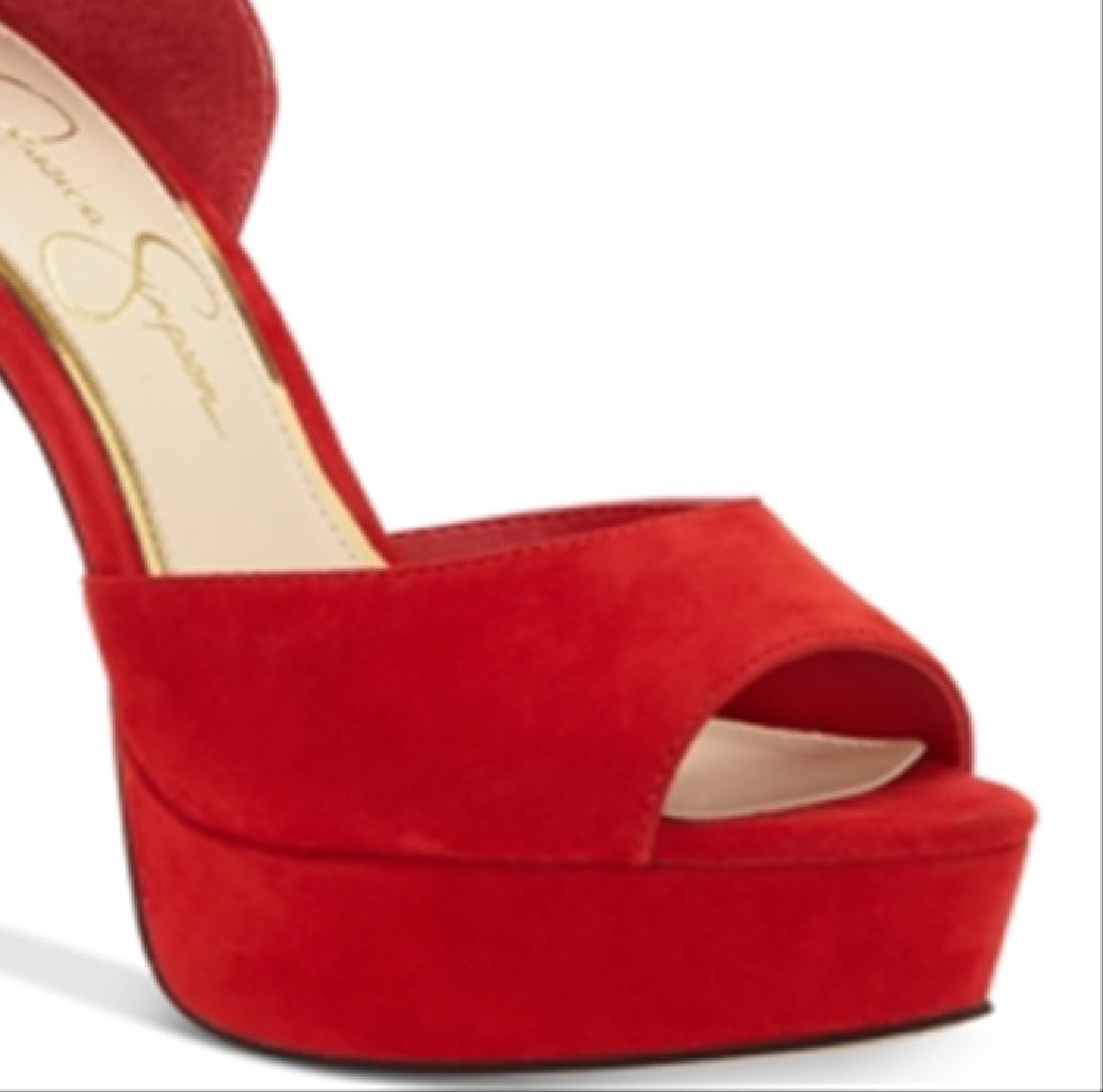 Jessica Simpson Women's Beeya Leather Peep Toe Casual Ankle Strap Sandals Red Size 9.5