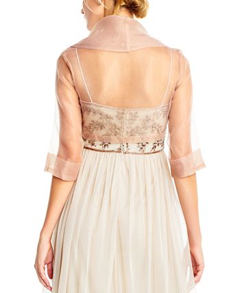 Adrianna Papell Women's Organza Wrap Jacket Beige Size Large