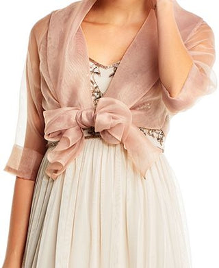 Adrianna Papell Women's Organza Wrap Jacket Beige Size Large
