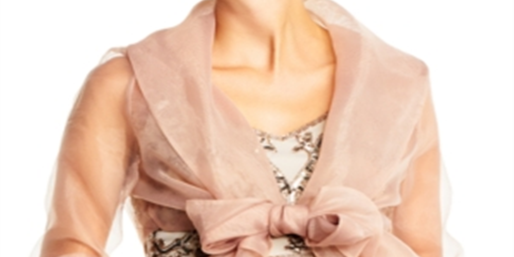 Adrianna Papell Women's Organza Wrap Jacket Beige Size Large