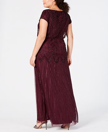 Adrianna Papell Women's Bead Illusion Blouson Dress Purple Size 22W