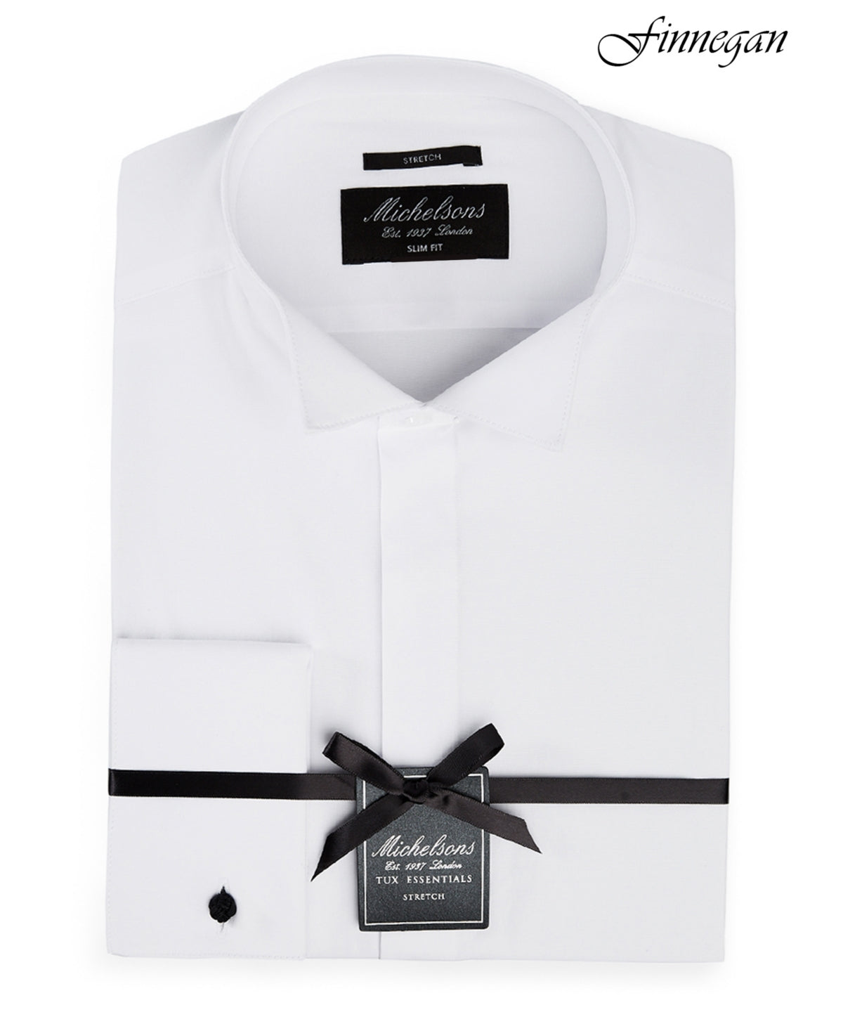 Michelsons Of London Men's Slim Fit Stretch Cuff Tuxedo Shirt White Size 15X32X33