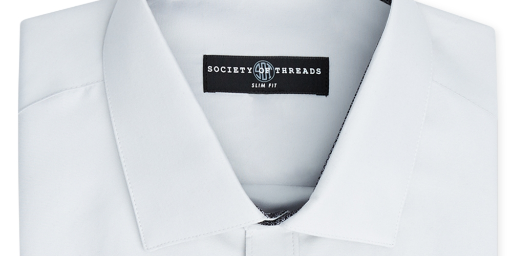 Society Of Threads Men's Slim Fit Non Iron Performance Solid Dress Shirt Grey SizeMedium