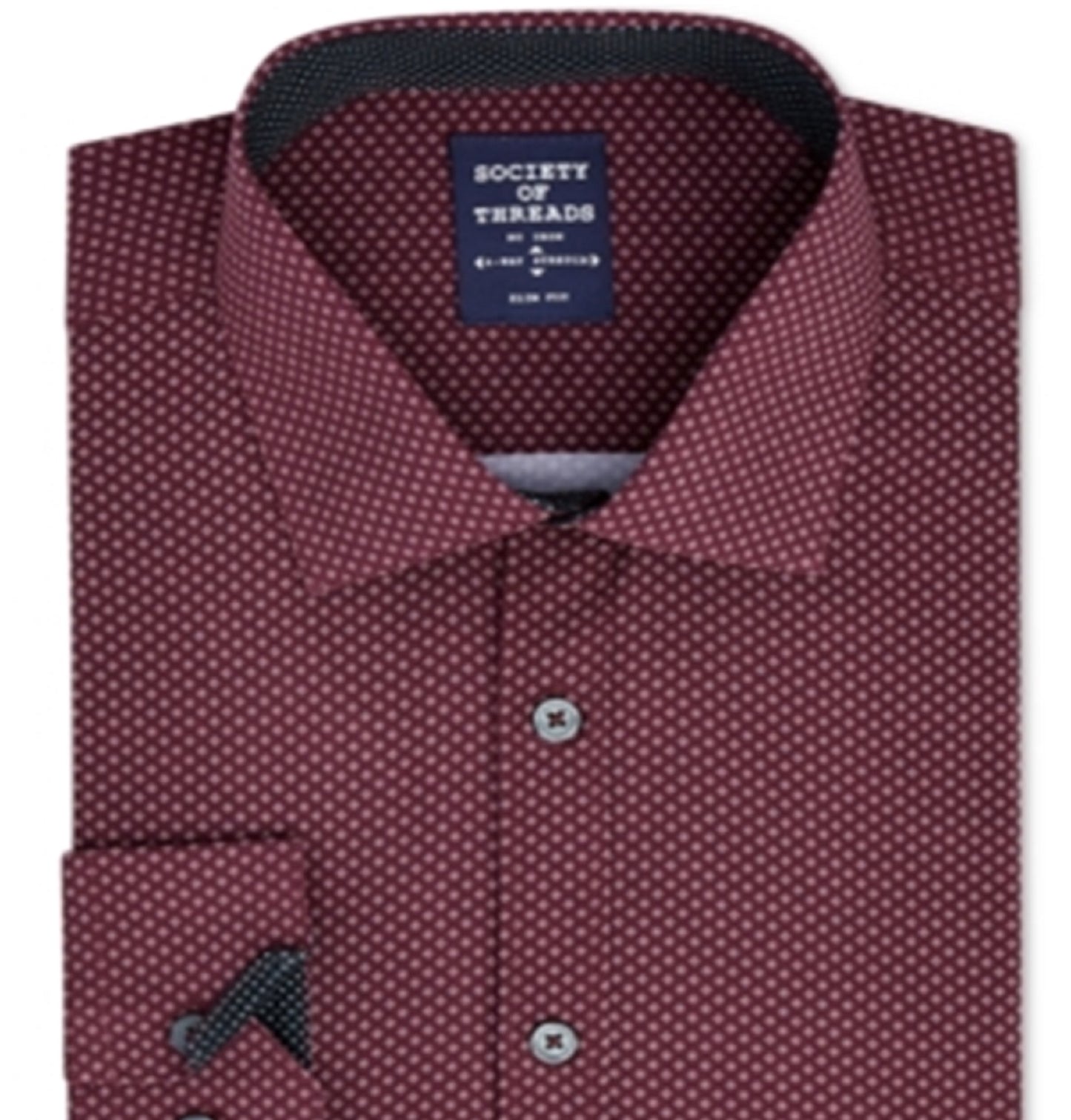 Society Of Threads Men's Slim Fit Performance Stretch Diamond Dress Shirt Red Size Medium