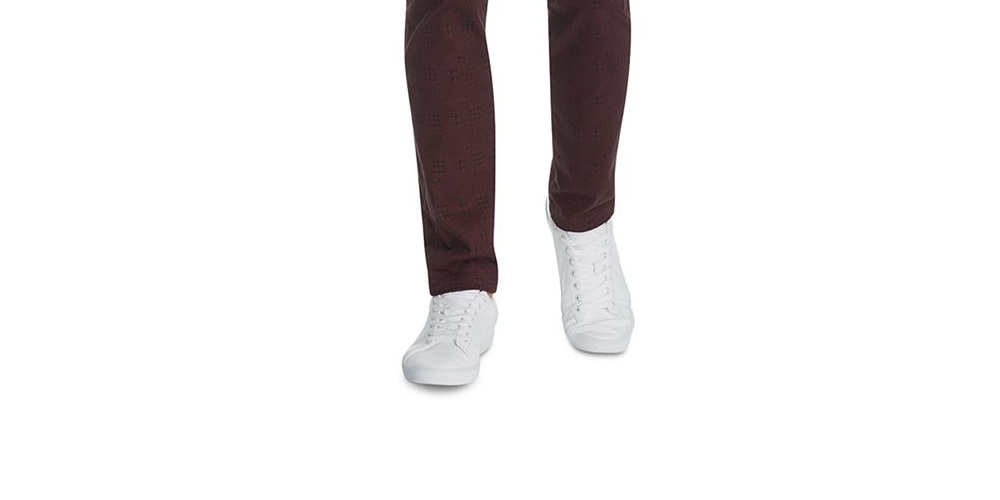 Tallia Men's Straight Fit Stretch Geo Paisley Sports Pants Wine- Size 38
