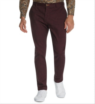 Tallia Men's Straight Fit Stretch Geo Paisley Sports Pants Wine- Size 38
