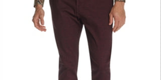 Tallia Men's Straight Fit Stretch Geo Paisley Sports Pants Wine- Size 38