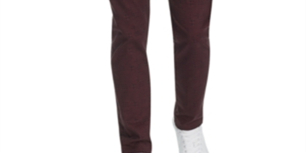 Tallia Men's Straight Fit Stretch Geo Paisley Sports Pants Wine- Size 38