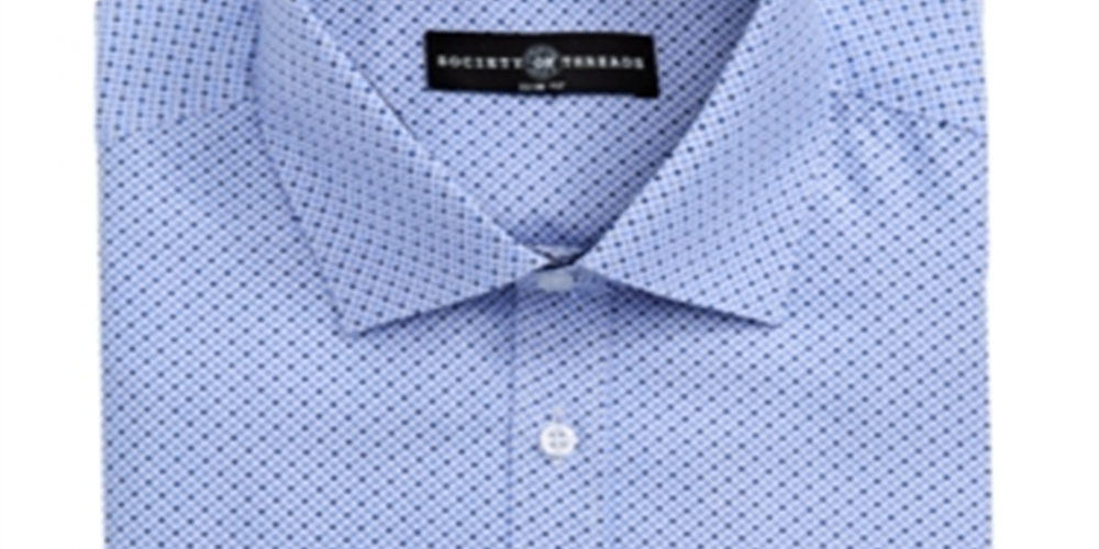 Society Of Threads Men's Slim Fit Performance Geometric Dot Dress Shirt Black Size X-Large