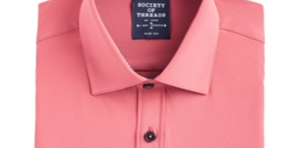 Society Of Threads Men's Slim Fit Moisture Wicking Wrinkle Free Dress Shirt Orange Size XX-Large