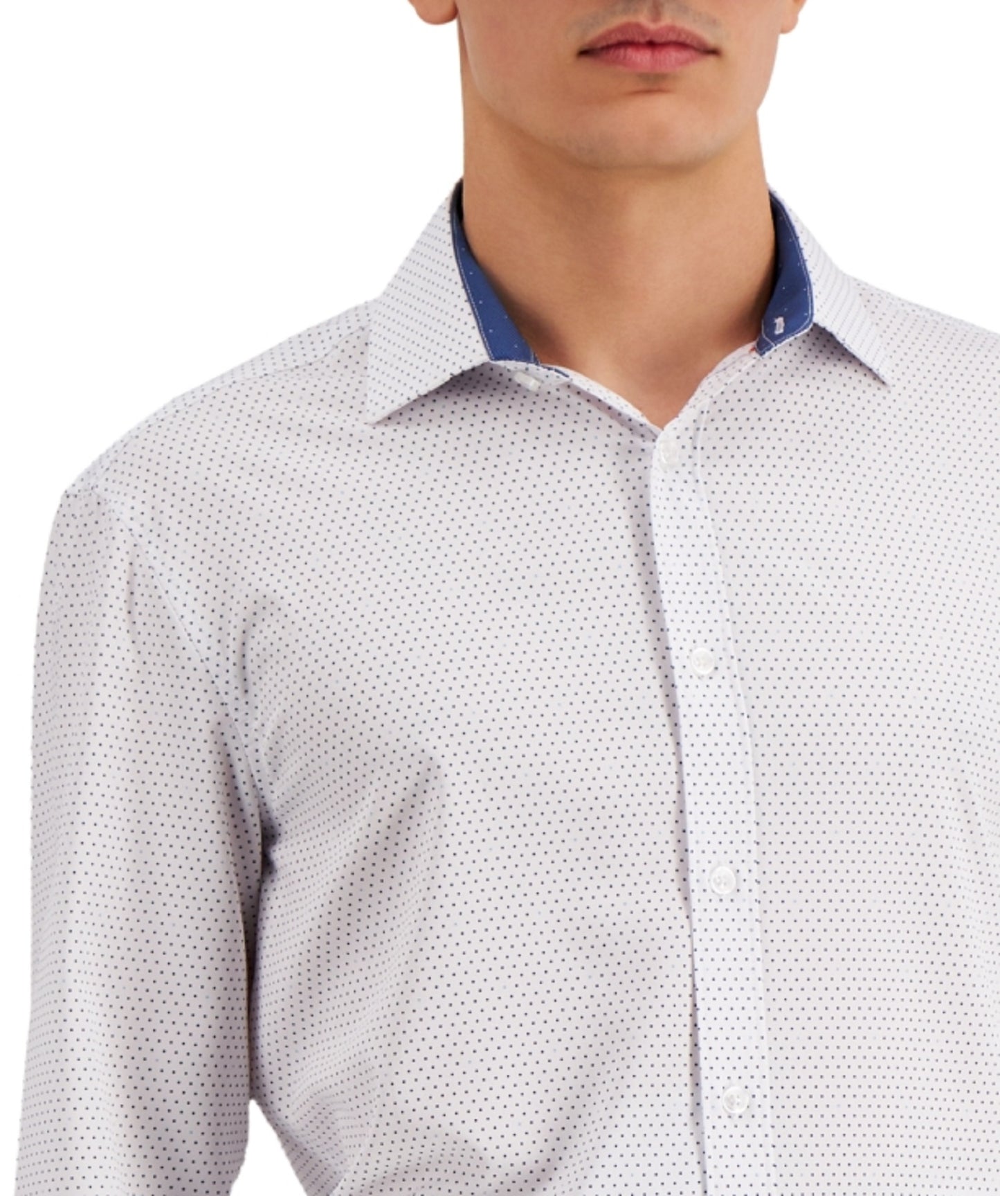 Tallia Men's Slim Fit No Iron Performance Stretch Dot Dress Shirt White Size XX-Large