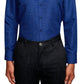 Society Of Threads Men's Slim Fit Non Iron Dot Dress Shirt Blue Size Small
