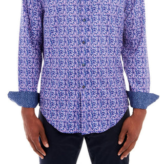 Tallia Men's Slim Fit Long Sleeve Shirt With Face Mask Blue Size Medium