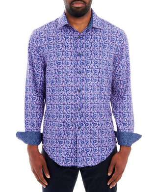 Tallia Men's Slim Fit Long Sleeve Shirt With Face Mask Blue Size Medium