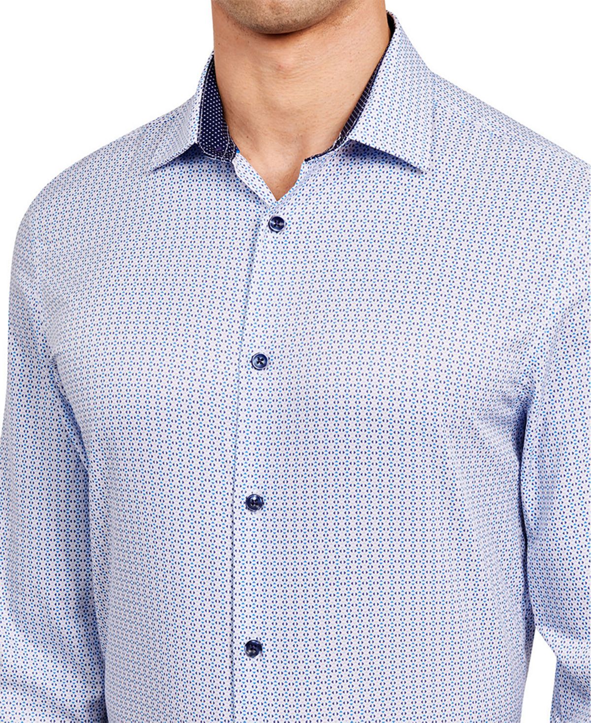 Construct Men's Cooling Comfort Slim Fit Print Dress Shirt White Size M