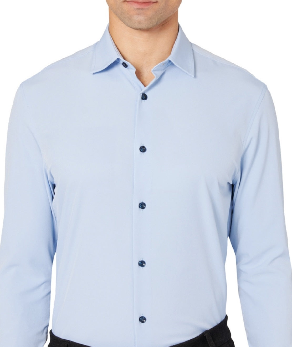Construct Men's Slim Fit Solid Performance Stretch Dress Shirt Blue Size Large