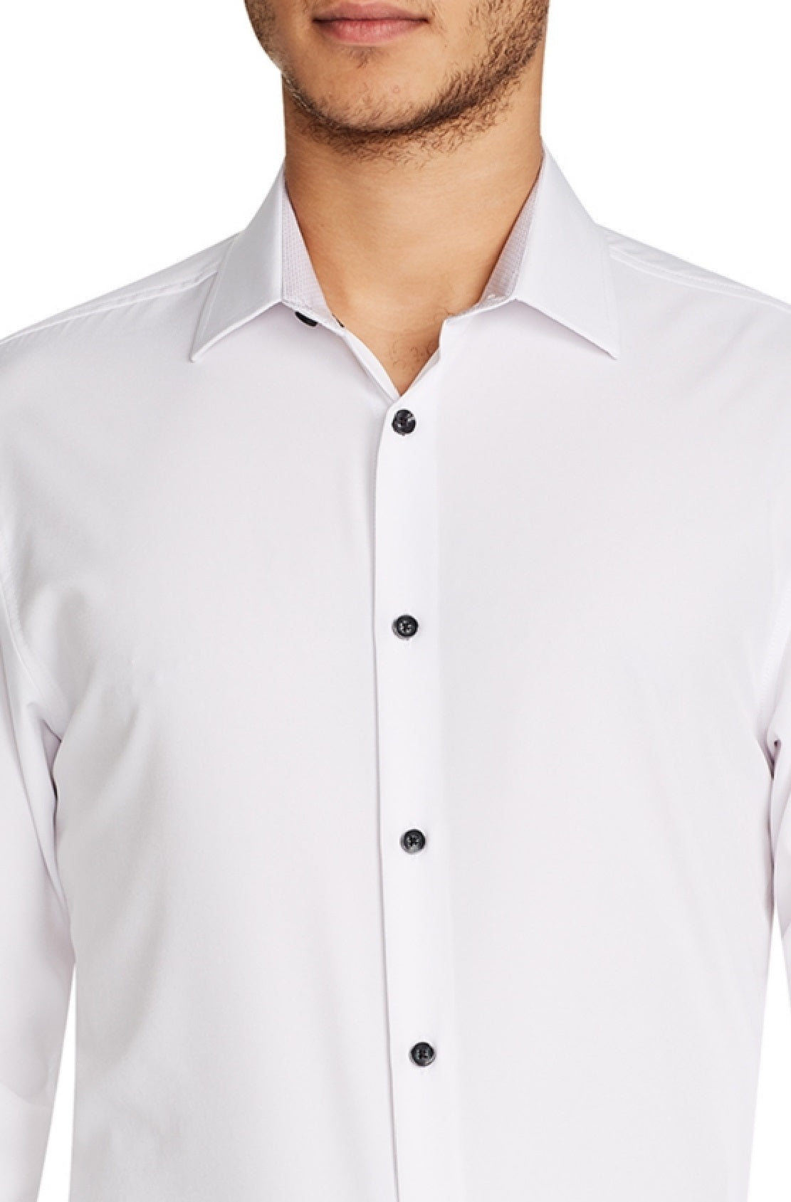 Construct Men's Slim Fit Solid Performance Stretch Cooling Comfort Dress Shirt White Size Medium
