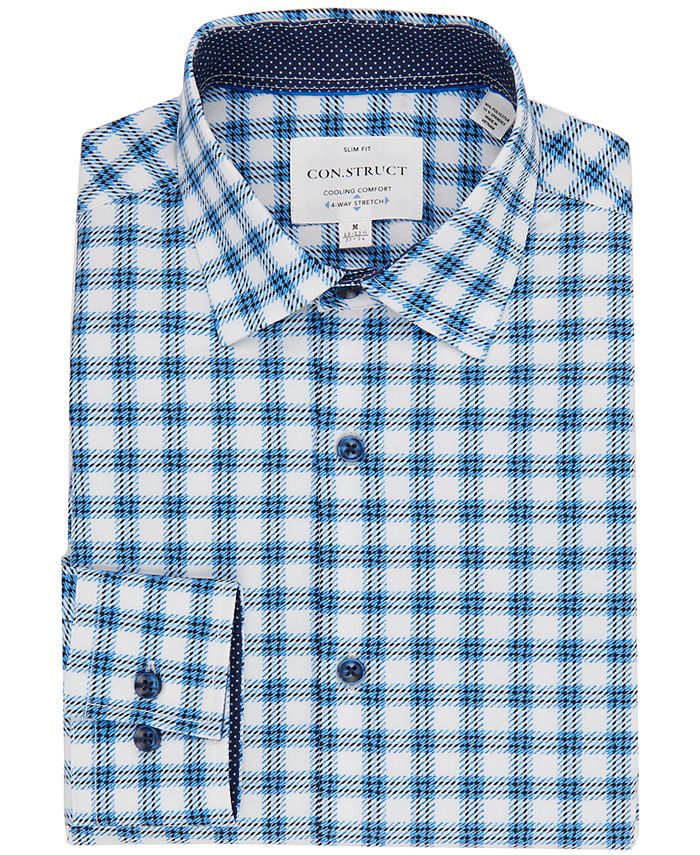 Construct Men's Slim Fit Performance Dress Shirt Blue Size Large