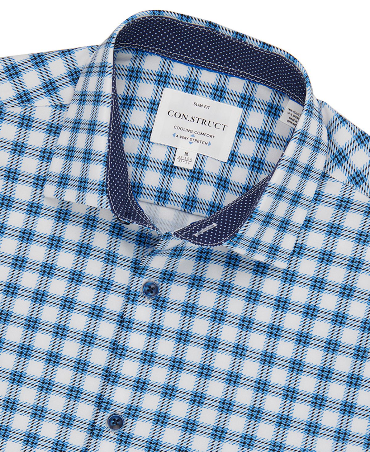 Construct Men's Slim Fit Performance Dress Shirt Blue Size Large