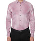Construct Men's Slim Fit Performance Stretch Cooling Comfort Check Print Dress Shirt Red Size Medium