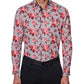 Society Of Threads Men's Slim Fit Floral Performance Dress Shirt Gray Size XX-Large