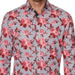 Society Of Threads Men's Slim Fit Floral Performance Dress Shirt Gray Size XX-Large