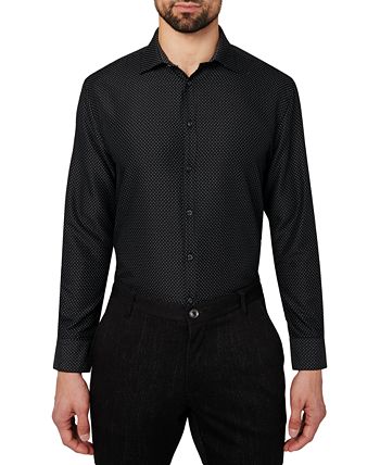 Calabrum Men's Regular Fit Performance Dress Shirt Black Size X-Large
