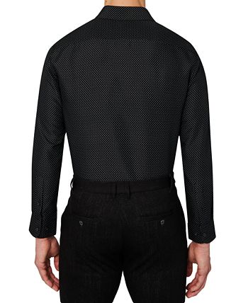 Calabrum Men's Regular Fit Performance Dress Shirt Black Size X-Large