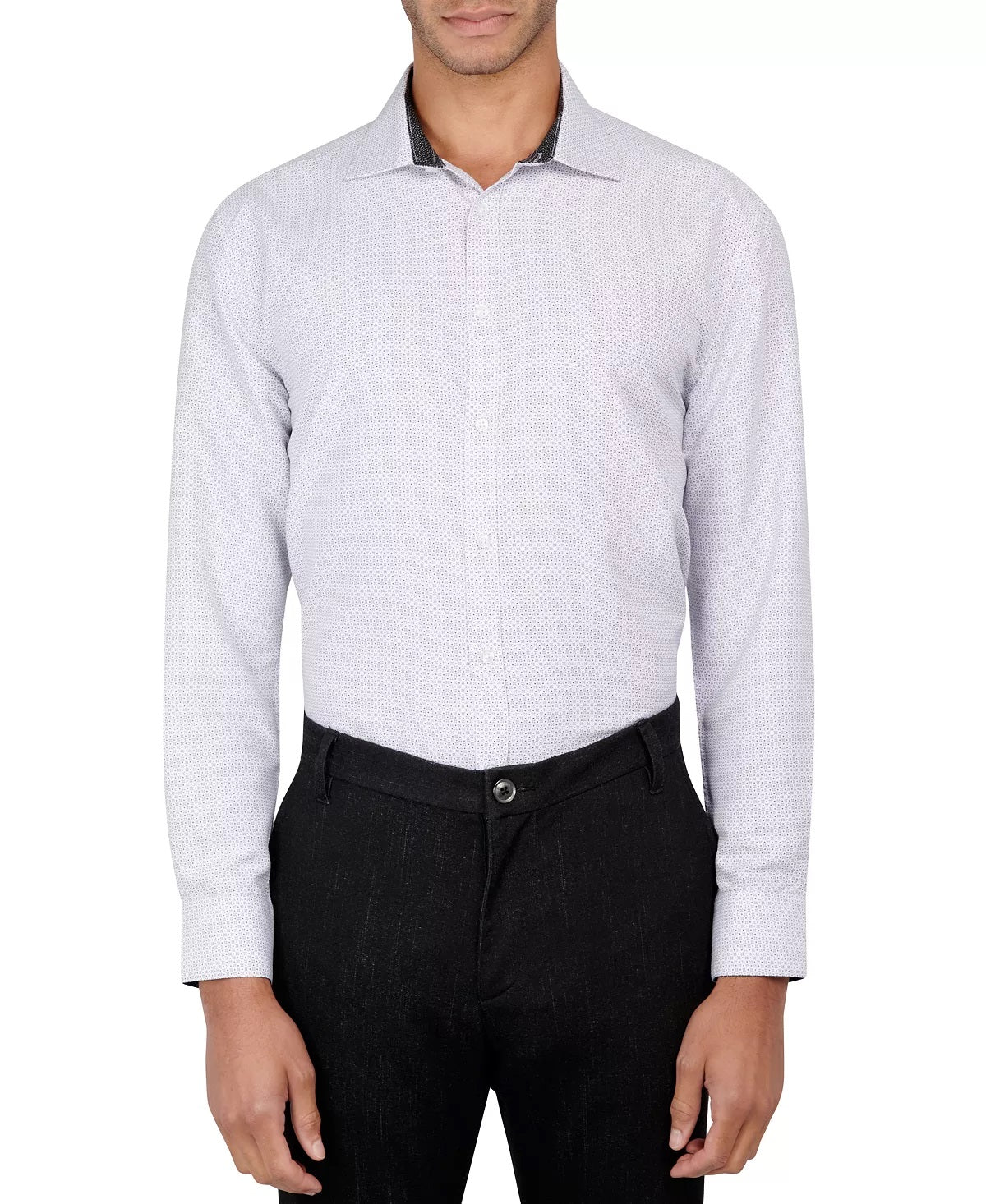 Calabrum Men's Regular Fit Performance Dress Shirt White Size Large