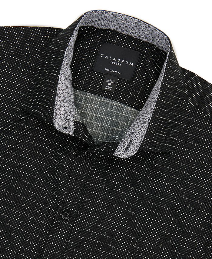 Calabrum Men's Regular Fit Performance Dress Shirt Black Size Large