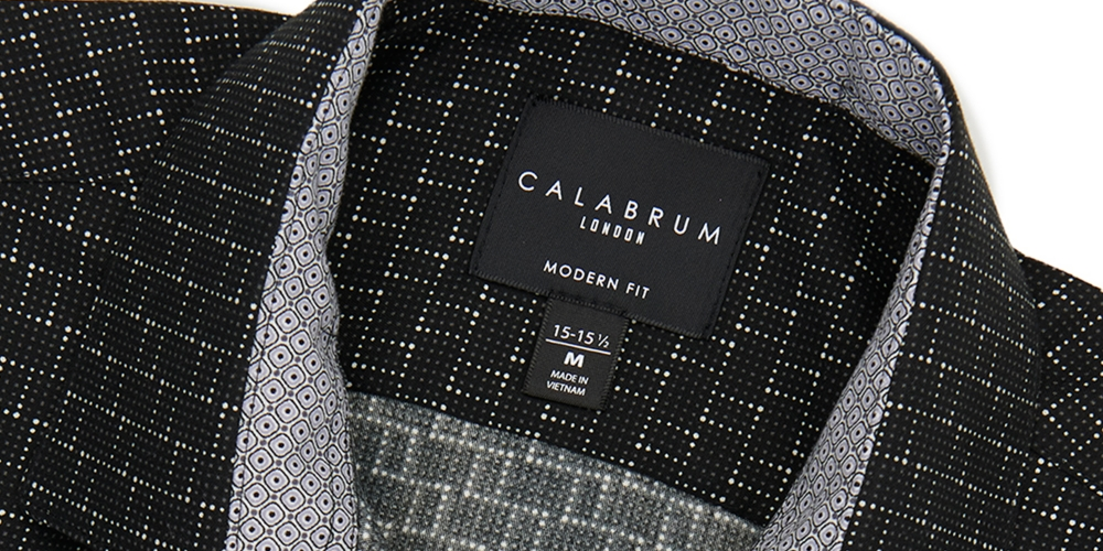 Calabrum Men's Regular Fit Performance Dress Shirt Black Size Large