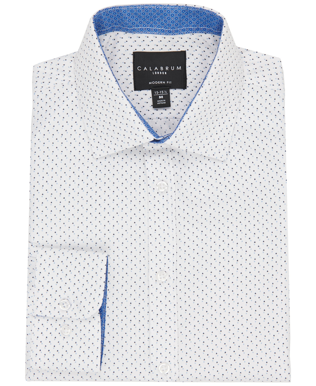 Calabrum Men's Regular Fit Non Iron Geo Print Dress Shirt Blue Size X-Large